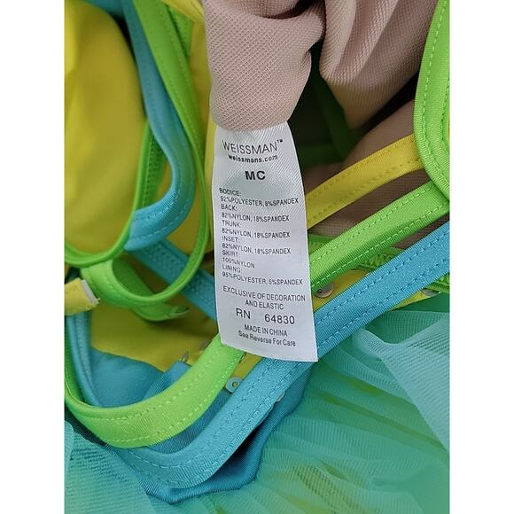 Girl’s Dance Costume, Weissman Costumes, TuTu Yellow BLUE Sequins SZ MC Medium - Picture 6 of 7